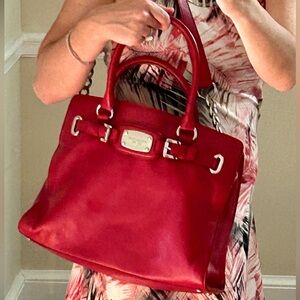 Michael Kors large red leather purse